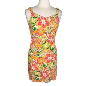 Two Palms Made in Hawaii Tropical Floral Bright Vibrant Mini Dress Vacation S36